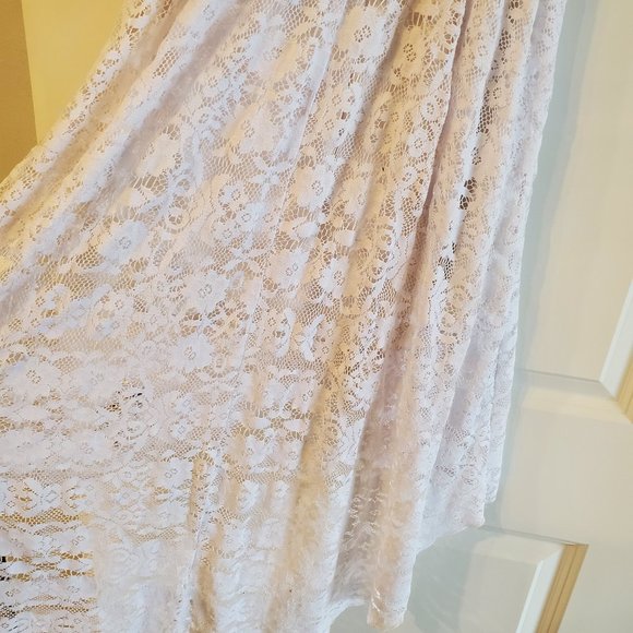 Lily Rose High-Low White Lace Dress - Juniors Medium - Picture 9 of 17